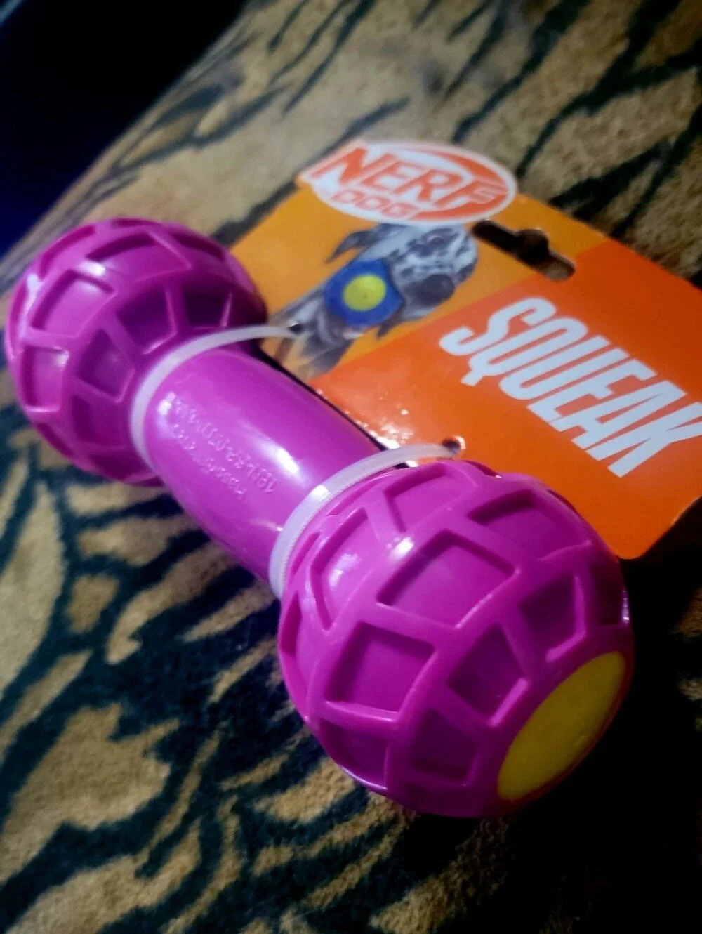 Nerf Dog Squeak Barbell Pink W Squeak Large Ea.
